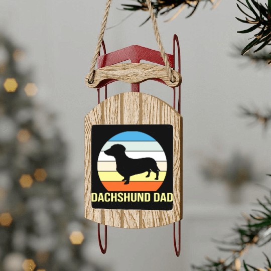 Dachshund Dad Sled Ornaments