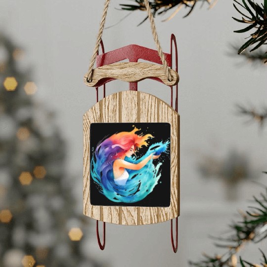 Color splash zodiac: Aquarius Sled Ornaments