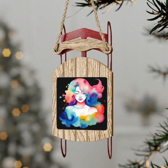 Color splash zodiac: Virgo Sled Ornaments