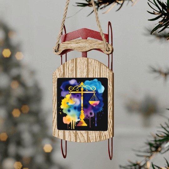 Color splash zodiac: Libra Sled Ornaments