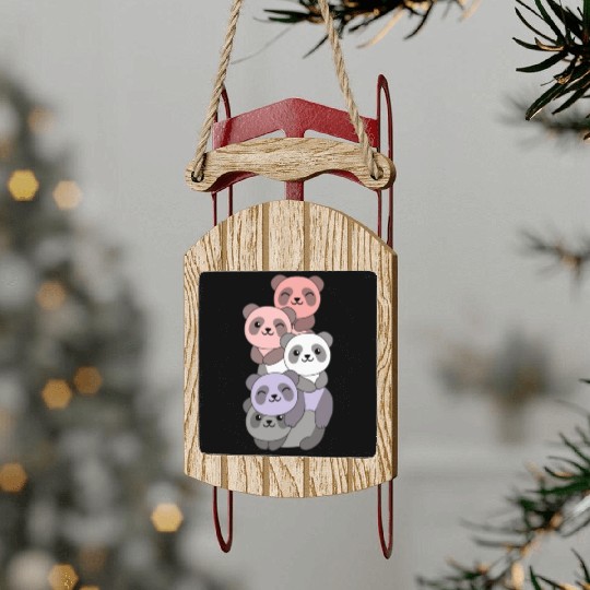 Cupioromantic Flag Pride Lgbtq Cute Panda Sled Ornaments