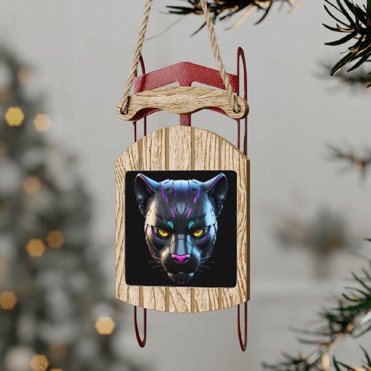 Robot Black Panther Sled Ornaments