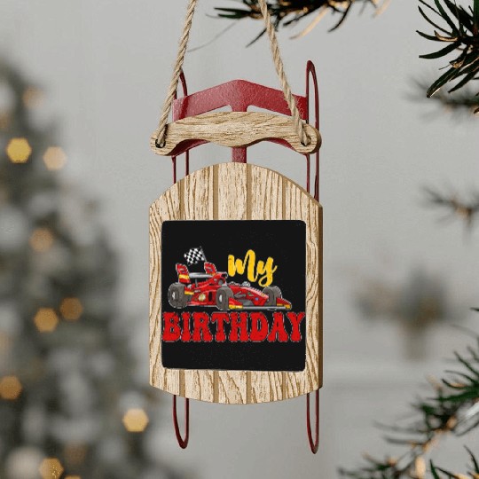 Fun My Birthday Race Car Boys Girls Youth Men.. Sled Ornaments