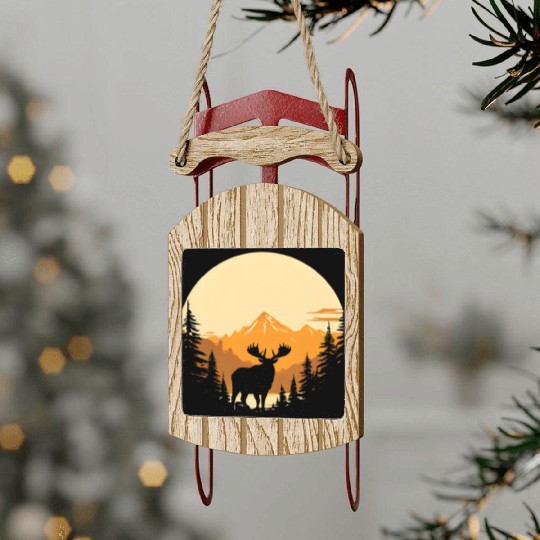 "Mountain Majesty Moose Sunset" Sled Ornaments