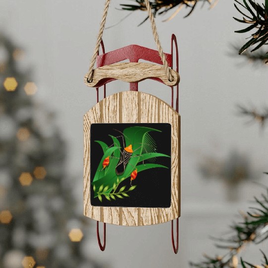 Anisoscelis alipes leaf-footed bug and green leave Sled Ornaments