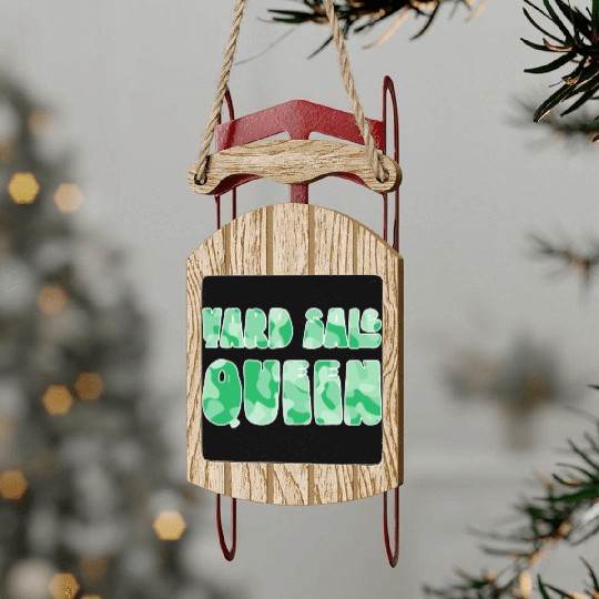 Yard Sale Queen green camo Sled Ornaments