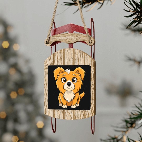 Curious Tibetan Spaniel Digital Art Sled Ornaments