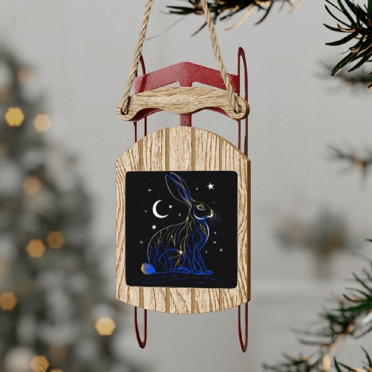 Kintsugi Easter Bunny Ostara Hare Sled Ornaments