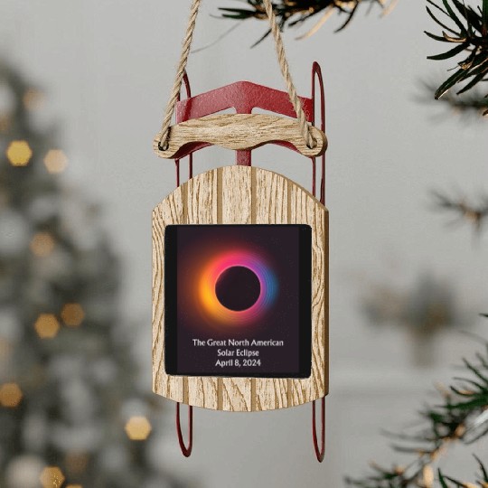 Solar Eclipse Serenade: Solar Eclipse 2024 Sled Ornaments