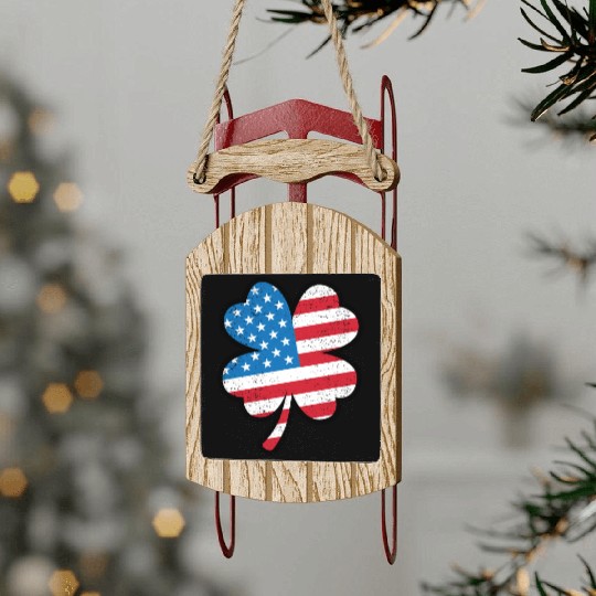 AMERICAN IRISH ST PATRICKS DAY Sled Ornaments