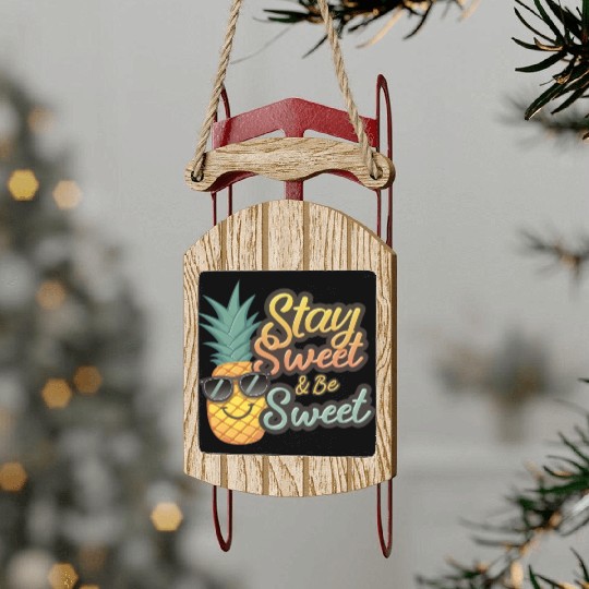 "Cheerful Pineapple: Stay Sweet & Be Sweet" Sled Ornaments