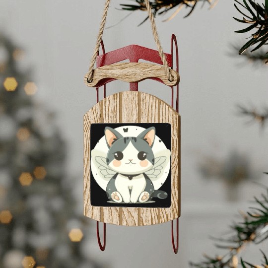 Kawaii Cat-Butterfly Sled Ornaments