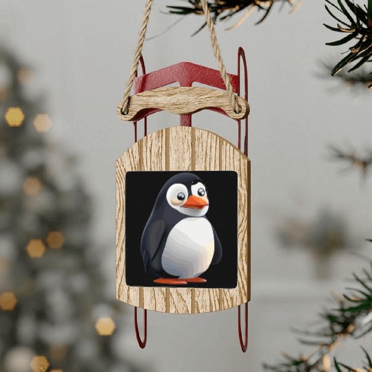 Cute cartoon penguin Sled Ornaments