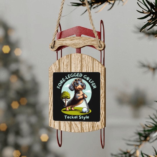Cute Teckel Dog lovers and Golf players Sled Ornaments