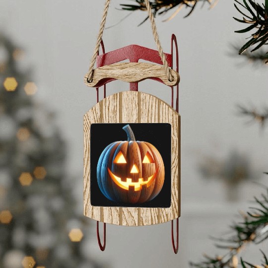 Jack o Lantern Pumpkin Sled Ornaments