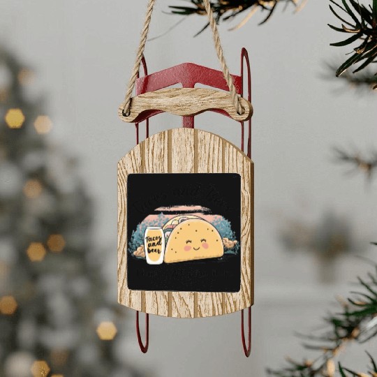 Tacos & Beer: My Happy Place Sled Ornaments