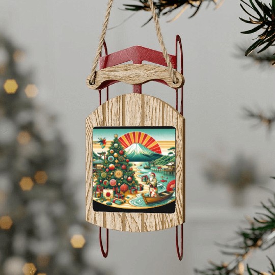 Japanese Style Christmas in July Sled Ornaments