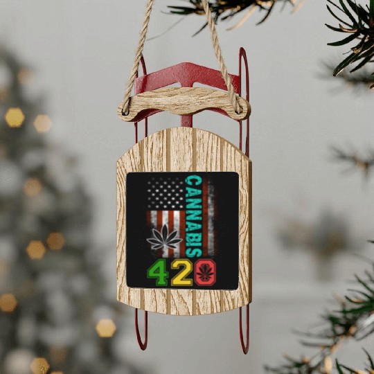 Amusing 420 American Herb Weed Marijuana Design Sled Ornaments