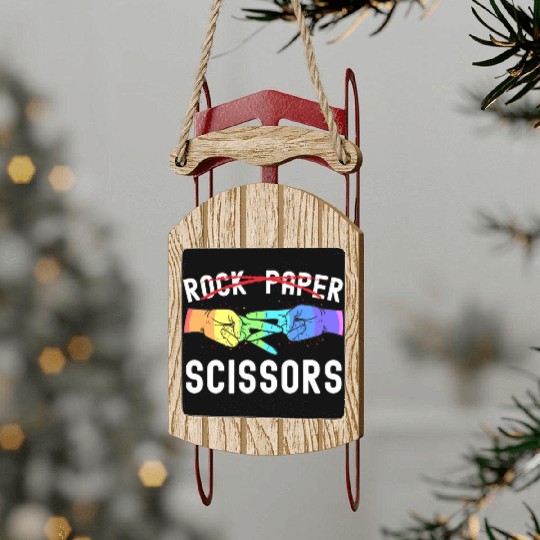 Lesbian Pride Rock Paper Scissors Funny LGBTQ Sled Ornaments