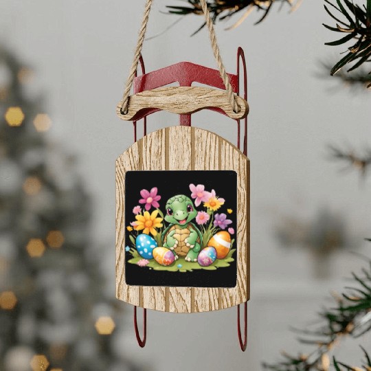 Easter Turtle Delight: Colorful & Cute Design Sled Ornaments