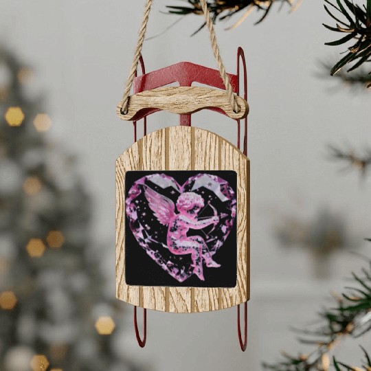Rose Quartz Cupid Sled Ornaments