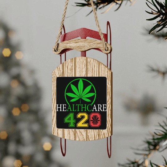 Silly 420 Healthy Herb Weed Marijuana Design Sled Ornaments