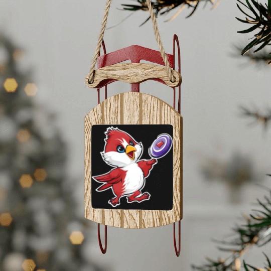 Cardinal Frisbee Fun: Vibrant Cardinal Design for Sled Ornaments