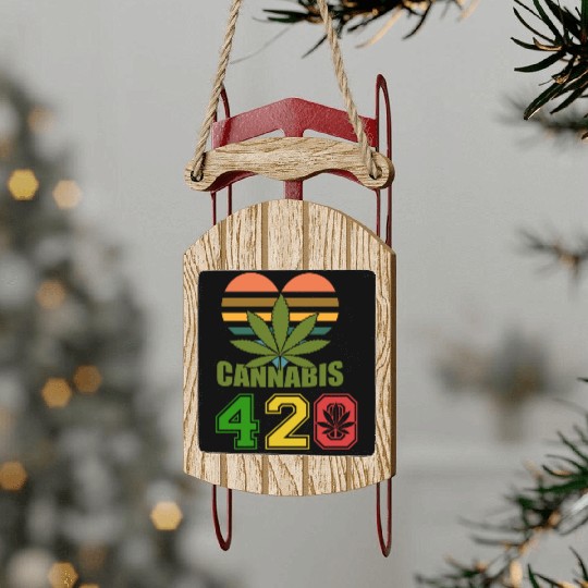 Hysteric 420 Love Good Herb Weed Marijuana Design Sled Ornaments