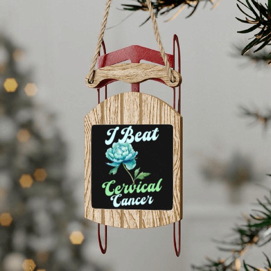 Cervical Cancer Awareness I Beat Cervical Cancer Sled Ornaments