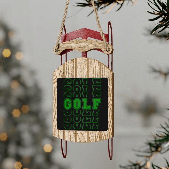 Golf Sport Multi Word Style Sled Ornaments