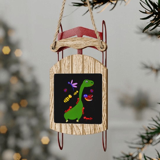 Beautiful Baby dinosaur and her friends  D83E DD70 D83E DD70 D83E DD70 Sled Ornaments