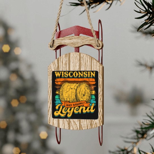 Hay Bale Farming Wisconsin Hay Baling Legend Sled Ornaments