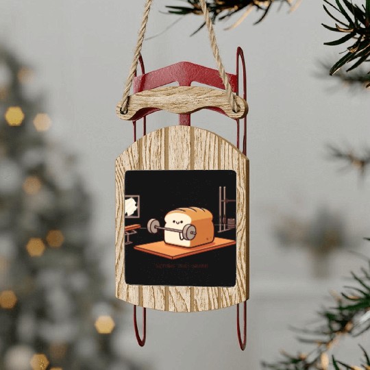 Get That Grain: Funny Bread Gym Lifting Sled Ornaments