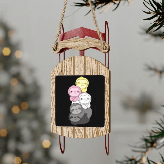 Queerplatonic Flag Pride Lgbtq Cute Sloth Sled Ornaments