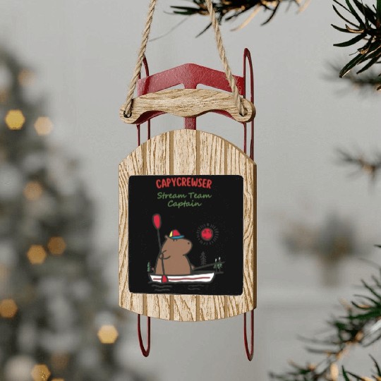 Captain Capy: Nautical Capybara Canoe Adventure Sled Ornaments