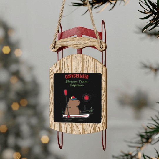 Captain Capy: Nautical Capybara Canoe Adventure Sled Ornaments
