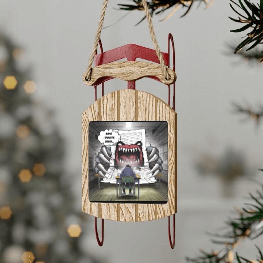 Test Anxiety Student vs Exam Monster Exam Struggle Sled Ornaments