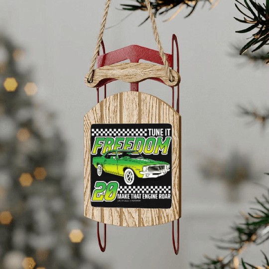 Racing OLD car illustrated | muscle car Sled Ornaments