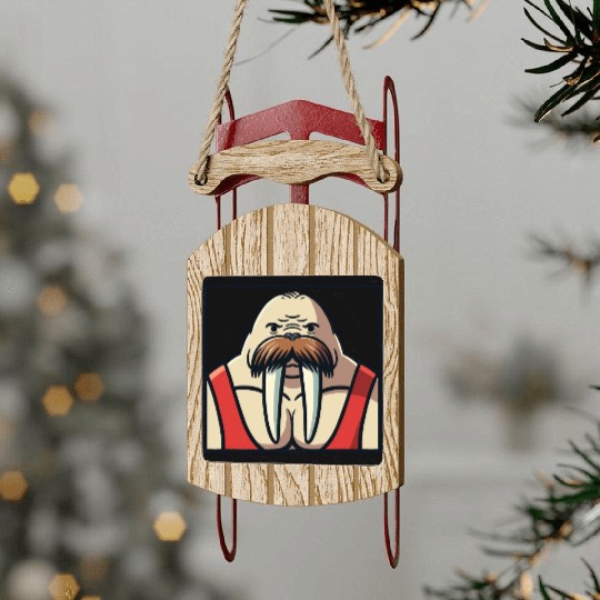 Walrus Wrestler Sled Ornaments