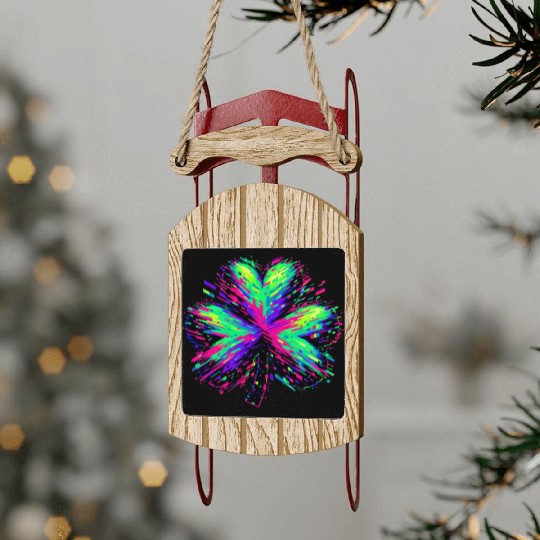 St Patricks Day Glitched Shamrock Sled Ornaments