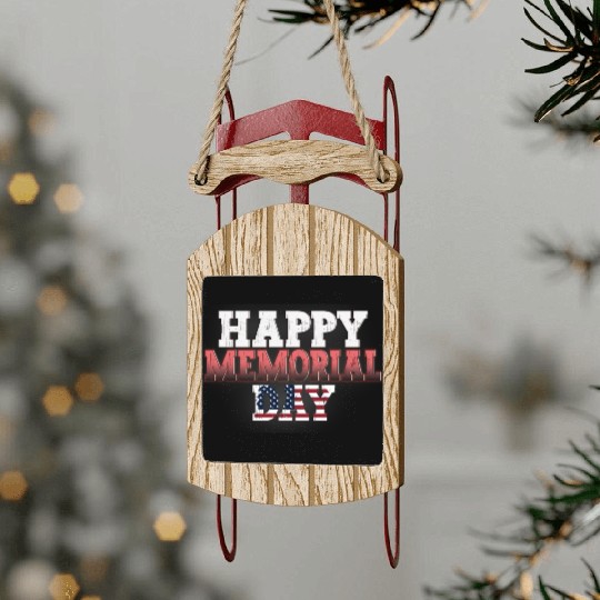 Patriotic Memorial Day Flag Design Sled Ornaments