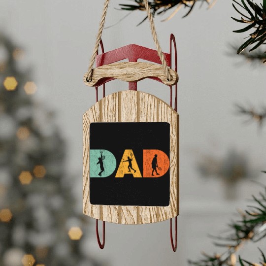 Tennis Dad Silhouette Sled Ornaments