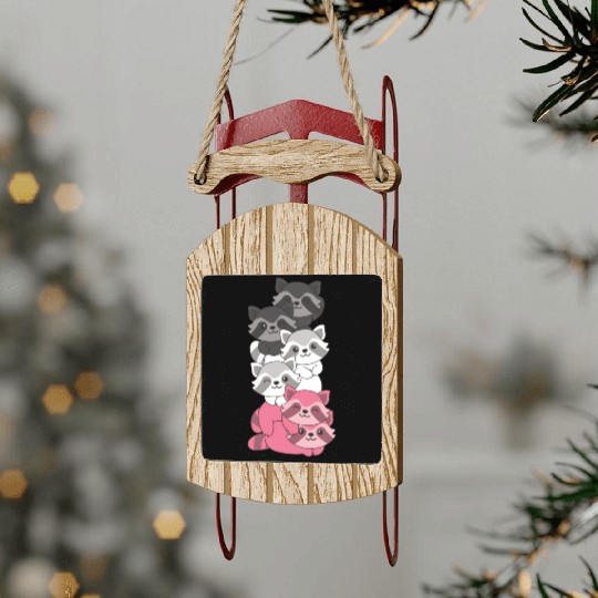 Femaric Flag Pride Lgbtq Cute Raccoon Sled Ornaments