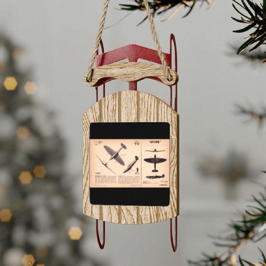 Spitfire Recognition Sheet Sled Ornaments