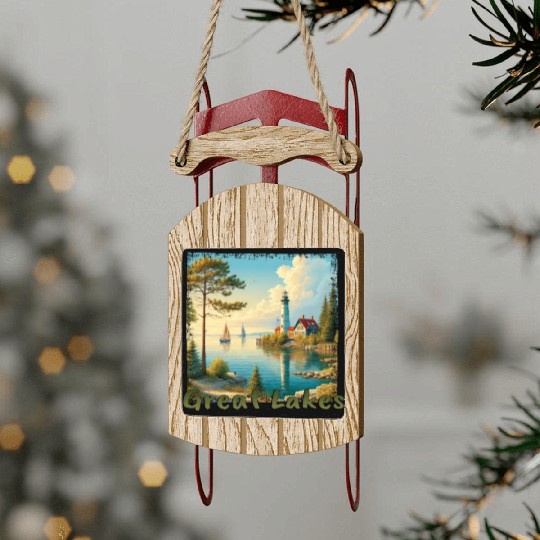 Great Lakes USA - Sailing and Motorboating Sled Ornaments