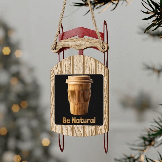 Be Natural, Bamboo Coffe Cup Sled Ornaments