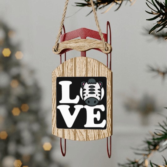 LOVE Zebra Funny Stripes Animal Face African Pun Sled Ornaments