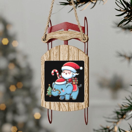 Cute Santa Claus on elephant Sled Ornaments