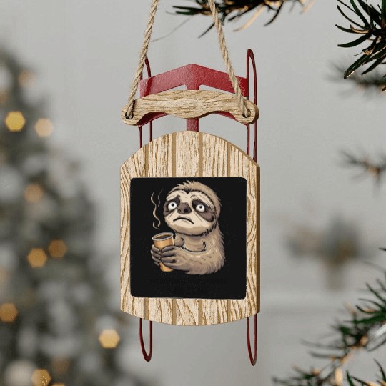 Due to unfortunate circumstances, I am awake Sloth Sled Ornaments