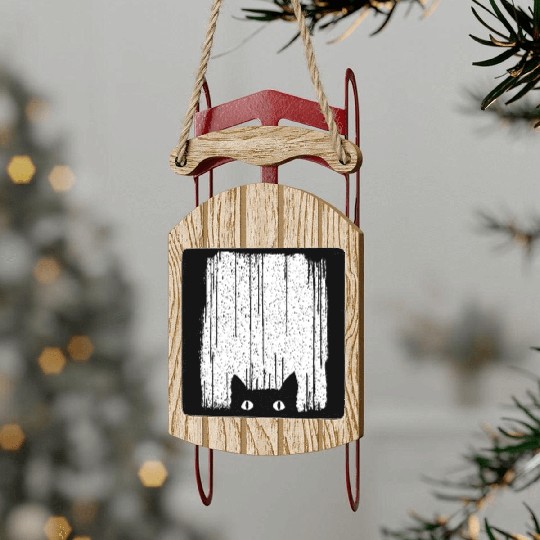 Black Cat Sled Ornaments